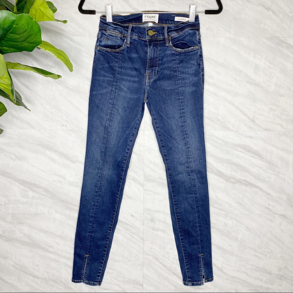 Frame Le High Skinny Split Hem Front Jeans 25